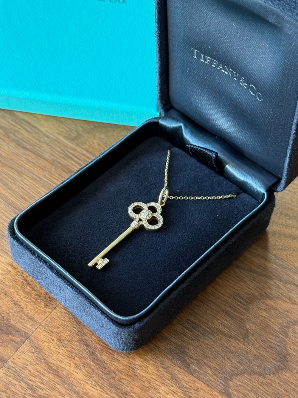 Tiffany & Co. Yellow Gold Key Pendant with Pavé Diamonds